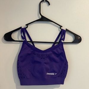 Purple gym shark sports bra